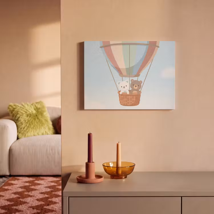 Akoestisch schilderij - Luchtballon - Beren - Pastel — 2
