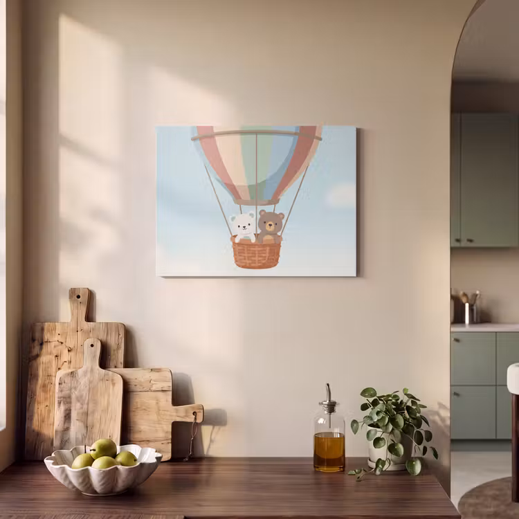 Akoestisch schilderij - Luchtballon - Beren - Pastel — 3