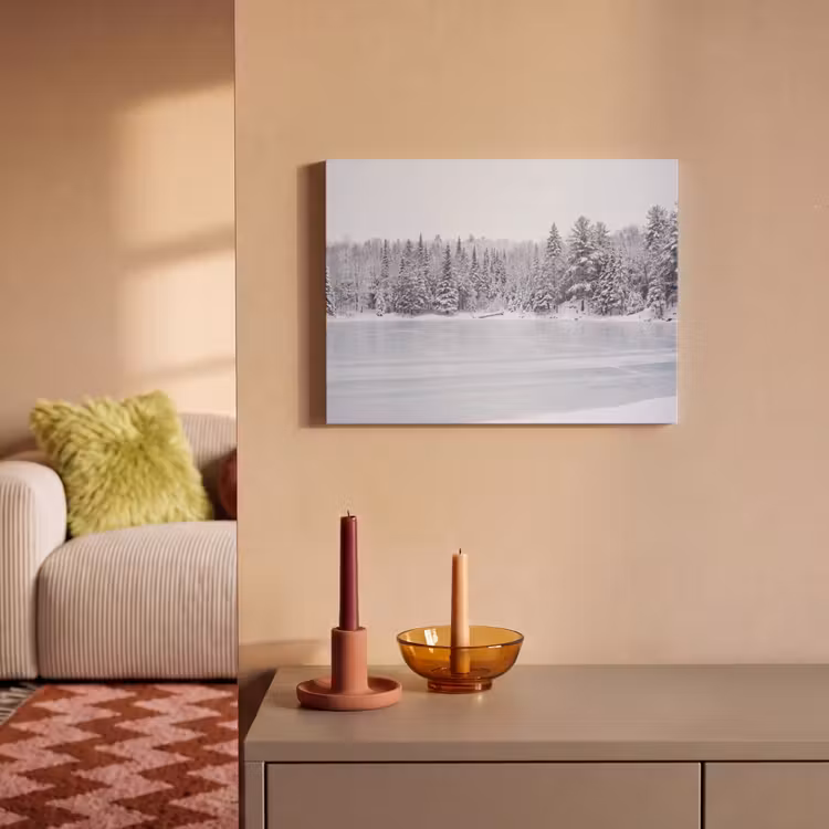 Akoestisch schilderij - Meer - Dennen - IJs - Winter - Rustgevend — 2