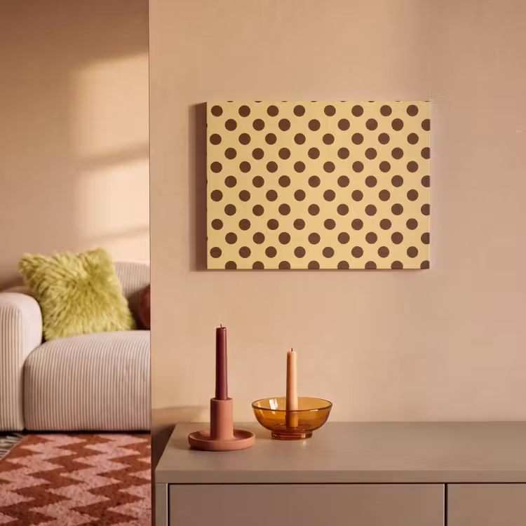 Akoestisch schilderij - Polka Dot - Stippen - Retro - Geel - Bruin — 2