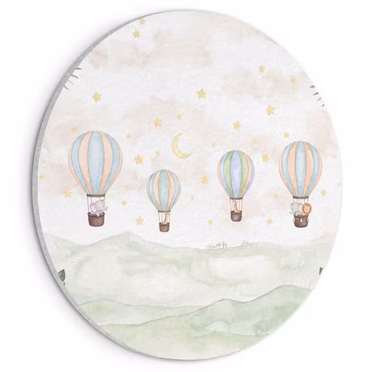 Akoestisch schilderij rond - Aquarel - Luchtballonnen - Pastel — 1