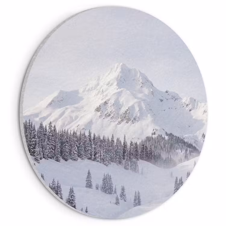 Akoestisch schilderij rond - Berg - Sneeuw - Winter - Natuur - Wit — 1