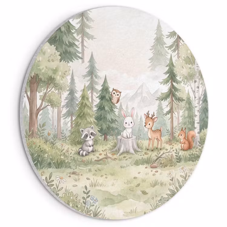 Akoestisch schilderij rond - Bos - Dieren - Groen — 1