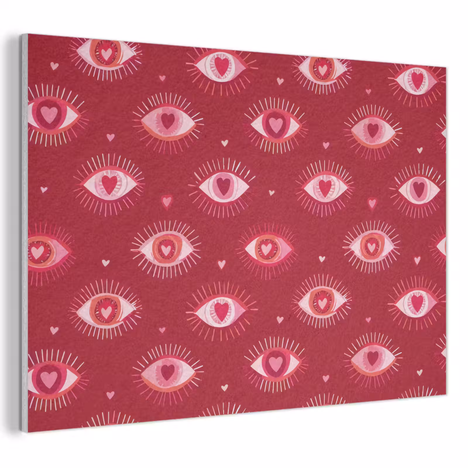 Akoestisch schilderij - Ogen - Patroon - Roze - Donkerrood — 1