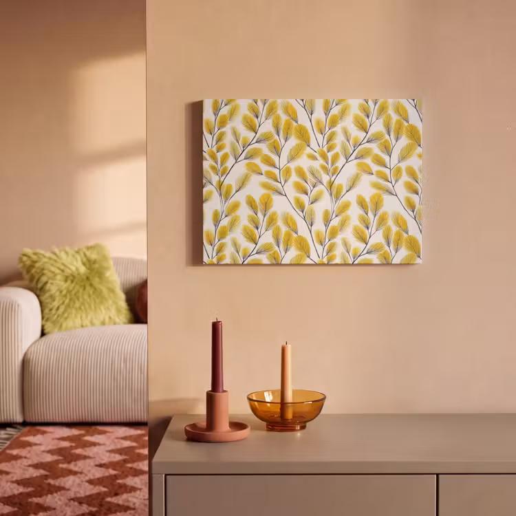 Akoestisch schilderij - Bladeren - Botanisch - Elegant - Geel - Zwart — 2