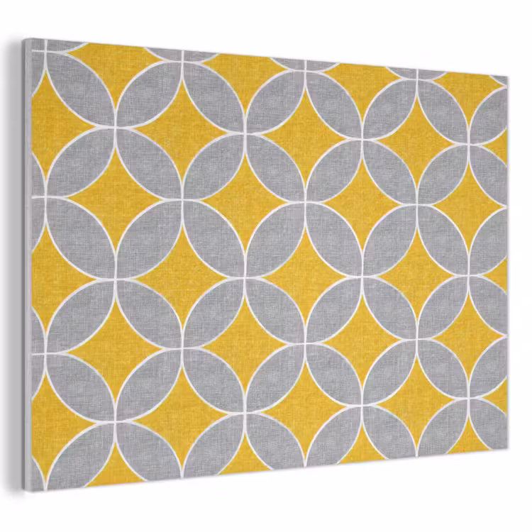 Akoestisch schilderij - Geometrisch - Cirkels - Textuur - Grijs - Geel — 1