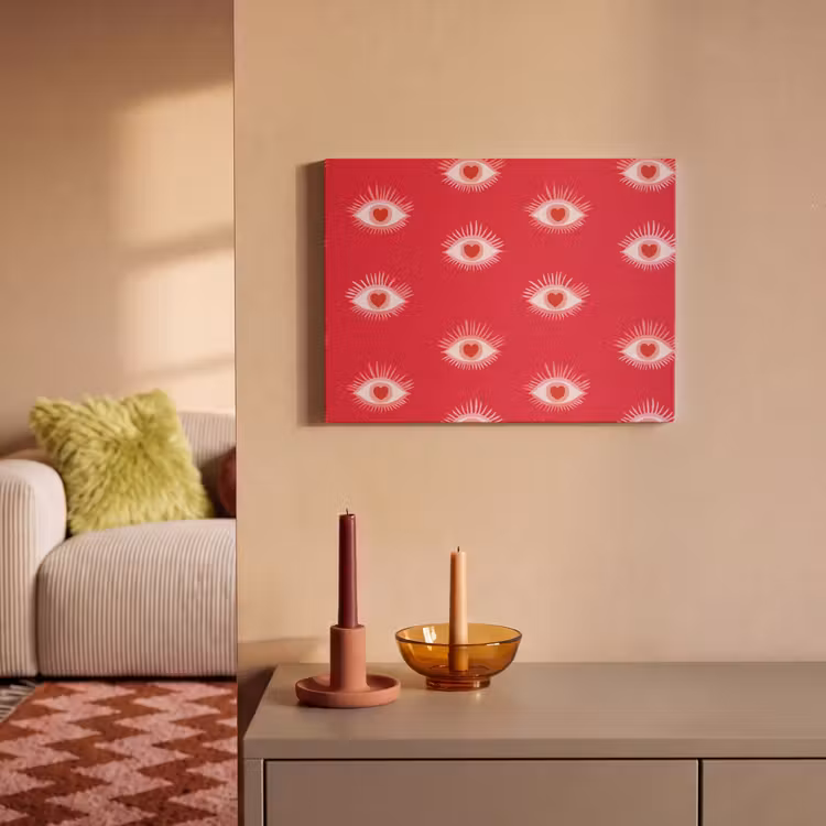 Akoestisch schilderij - Ogen - Hart - Abstract - Rood - Roze — 2