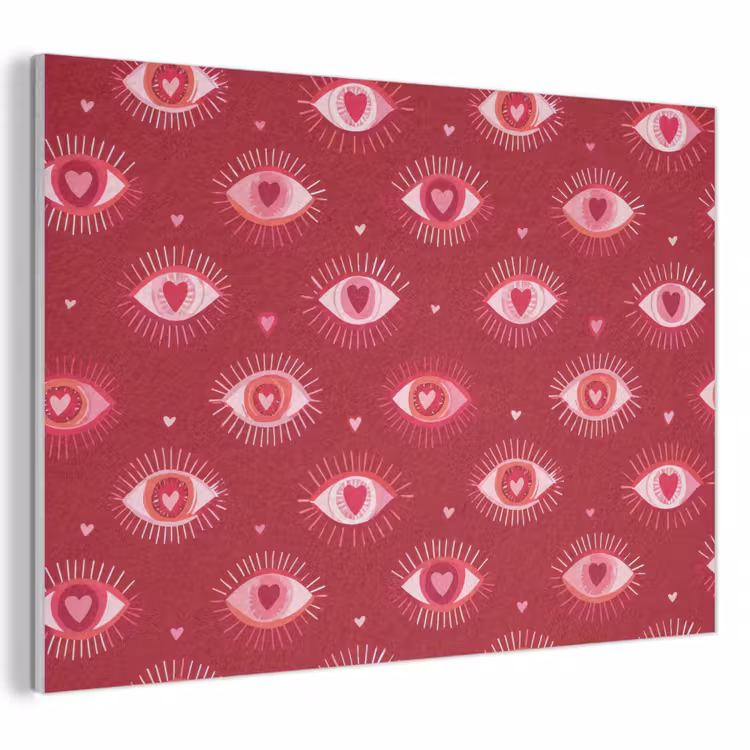 Akoestisch schilderij - Ogen - Patroon - Roze - Donkerrood — 1