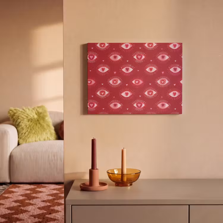 Akoestisch schilderij - Ogen - Patroon - Roze - Donkerrood — 2