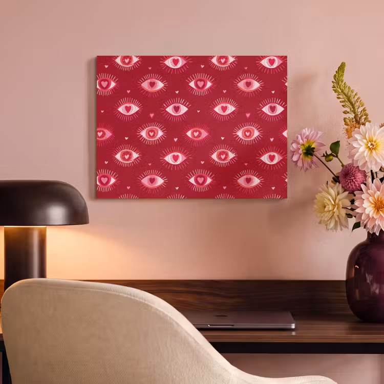 Akoestisch schilderij - Ogen - Patroon - Roze - Donkerrood — 4