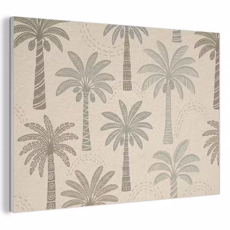 Akoestisch schilderij - Palmbomen - Patroon - Tropisch - Beige — 1