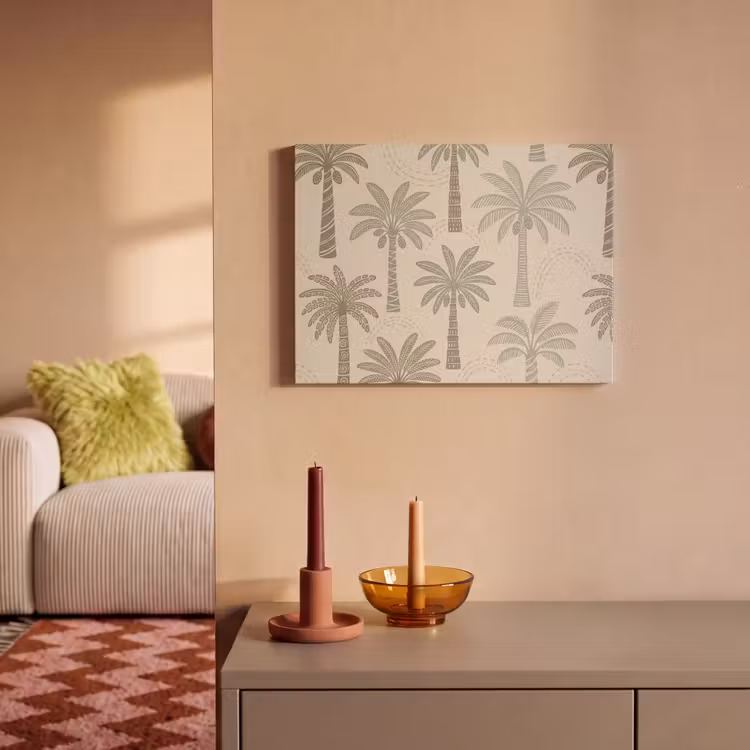 Akoestisch schilderij - Palmbomen - Patroon - Tropisch - Beige — 2