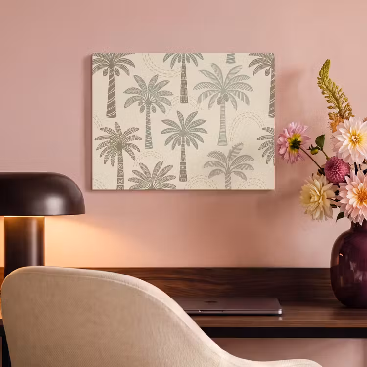 Akoestisch schilderij - Palmbomen - Patroon - Tropisch - Beige — 4