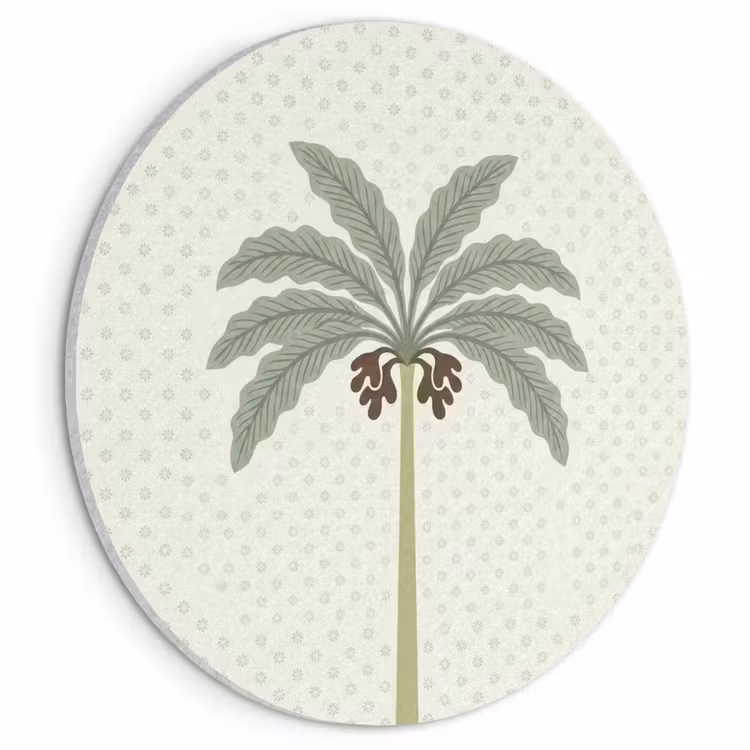 Akoestisch schilderij rond - Boom - Bladeren - Groen - Decoratief - Beige — 1