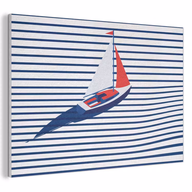 Akoestisch schilderij - Boot - Water - Abstract - Blauw — 1