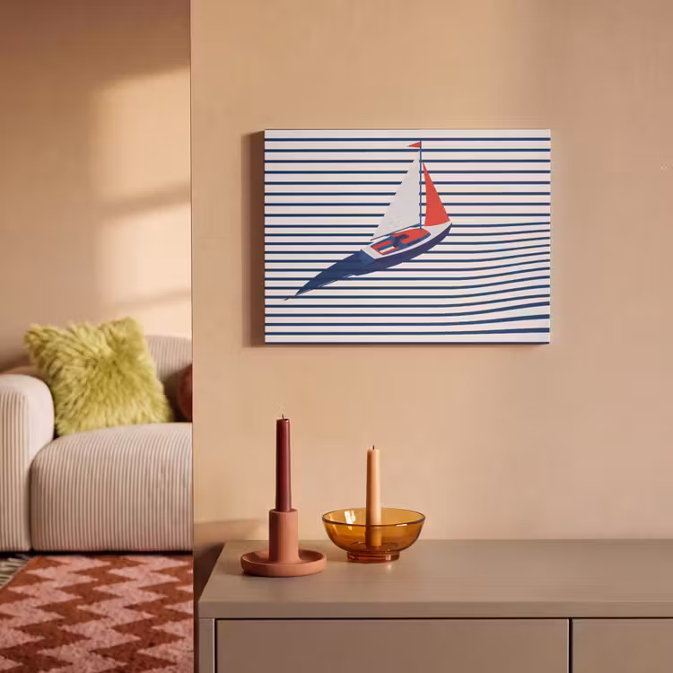 Akoestisch schilderij - Boot - Water - Abstract - Blauw — 2