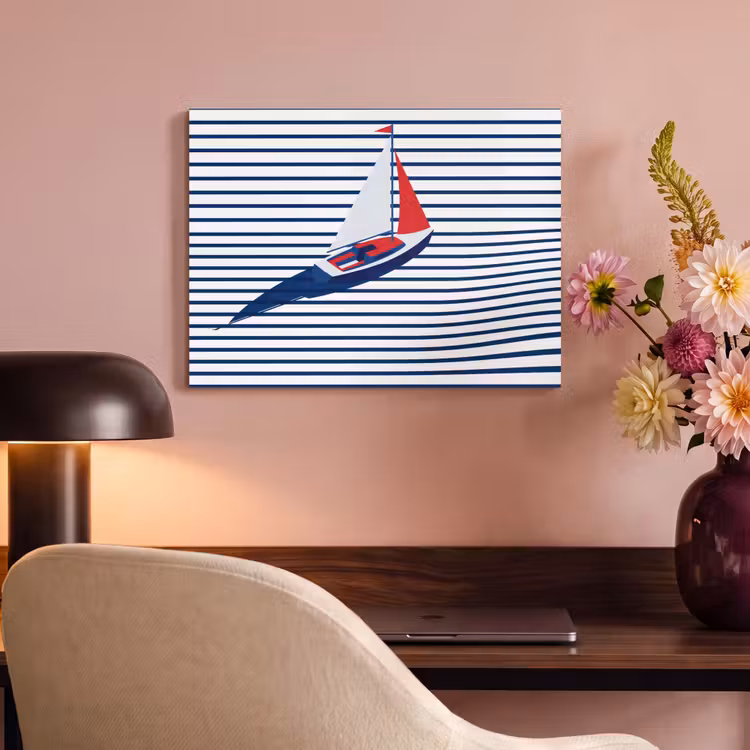 Akoestisch schilderij - Boot - Water - Abstract - Blauw — 4