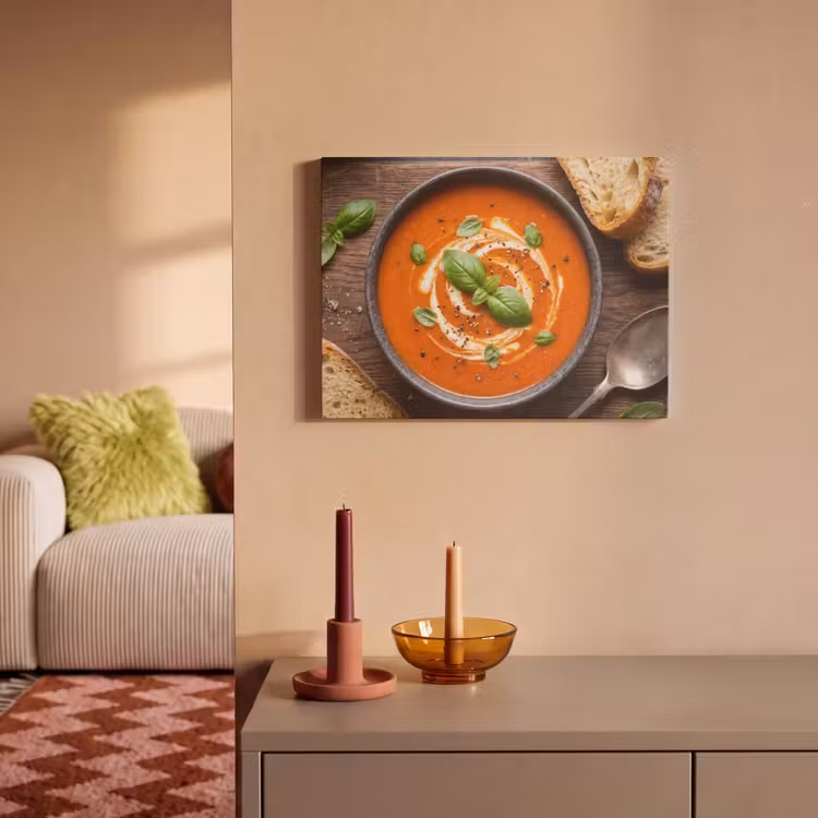 Akoestisch schilderij - Eten - Soep - Basilicum - Rustiek - Rood — 2