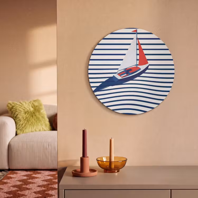 Akoestisch schilderij rond - Boot - Water - Abstract - Blauw — 3