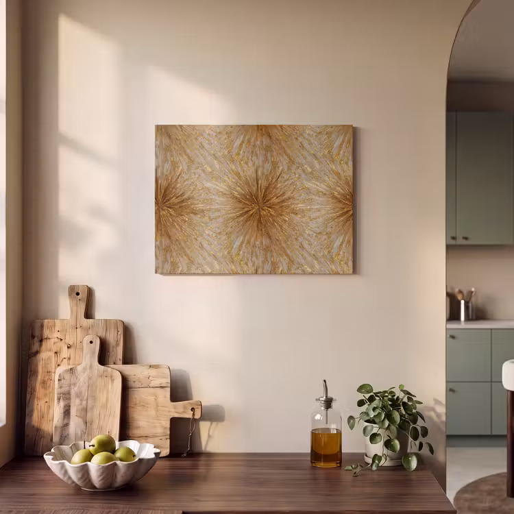 Akoestisch schilderij - Explosie - Abstract - Goud - Wit — 3