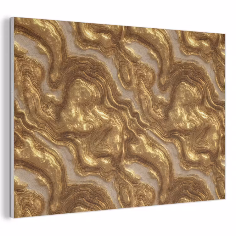 Akoestisch schilderij - Golven - Organisch - Goud - Crème — 1