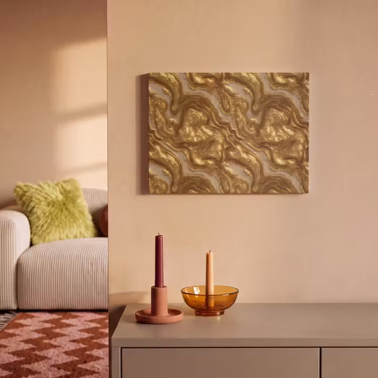 Akoestisch schilderij - Golven - Organisch - Goud - Crème — 2