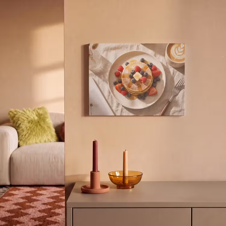 Akoestisch schilderij - Pannenkoeken - Bessen - Ontbijt - Modern - Beige — 2