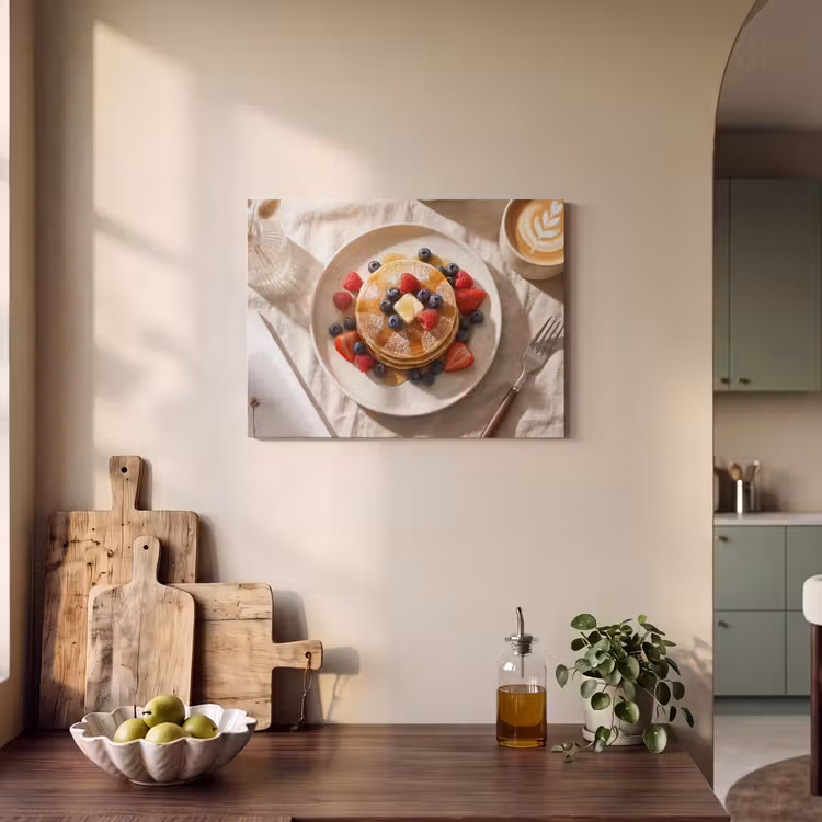 Akoestisch schilderij - Pannenkoeken - Bessen - Ontbijt - Modern - Beige — 3
