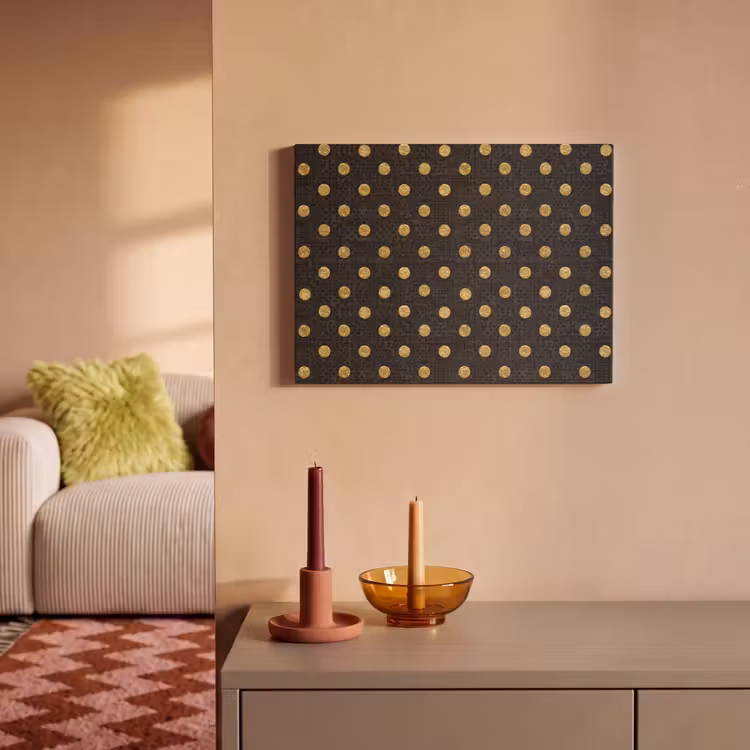 Akoestisch schilderij - Polka Dot - Stippen - Goud - Zwart — 2