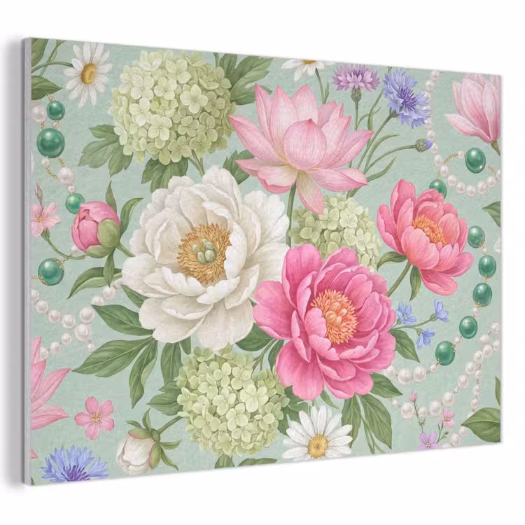 Akoestisch schilderij - Bloemen - Patroon - Botanisch - Groen — 1