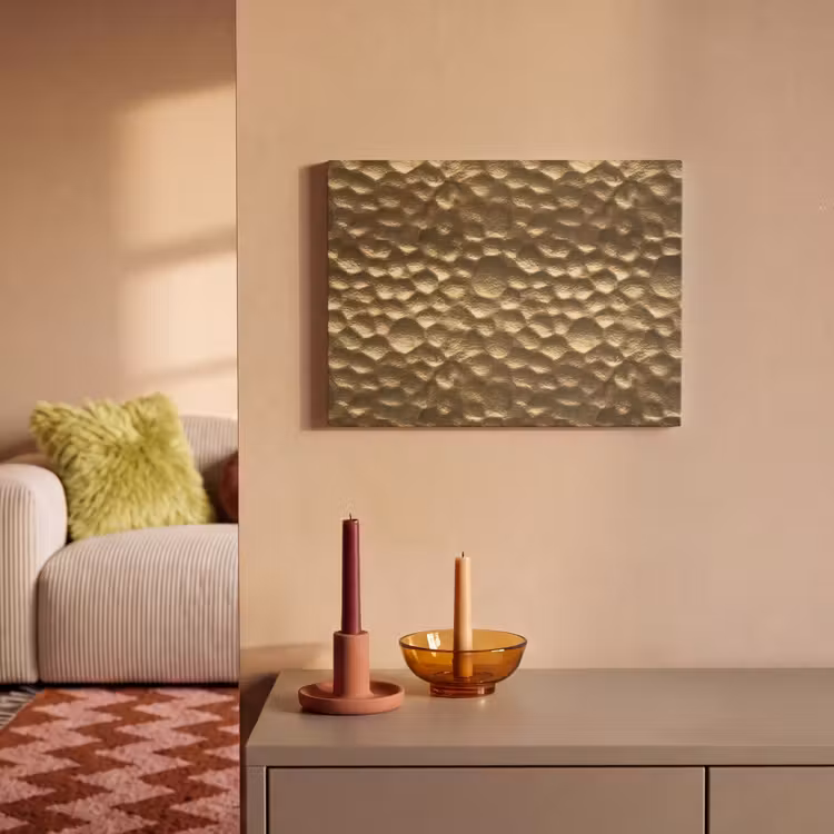 Akoestisch schilderij - Gehamerd - Reliëf - Textuur - Bronsgoud — 2