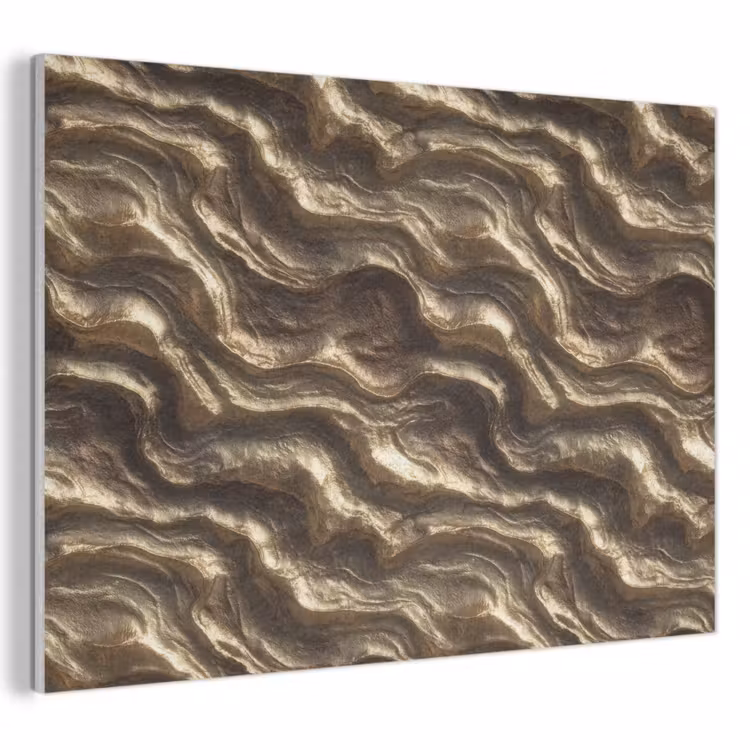 Akoestisch schilderij - Reliëf - Golven - Abstract - Bronsgoud — 1