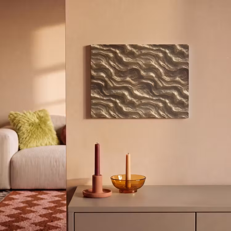 Akoestisch schilderij - Reliëf - Golven - Abstract - Bronsgoud — 2