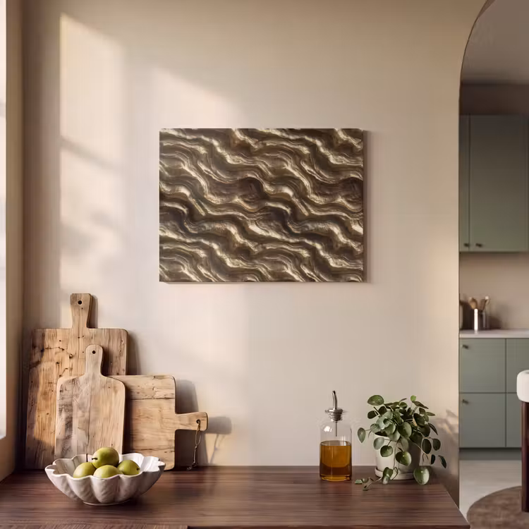 Akoestisch schilderij - Reliëf - Golven - Abstract - Bronsgoud — 3