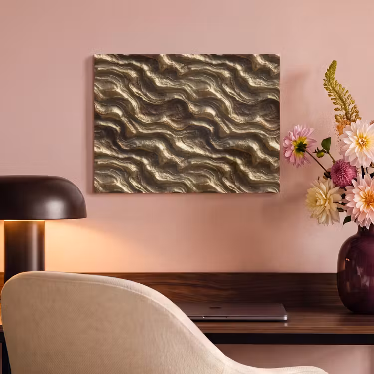 Akoestisch schilderij - Reliëf - Golven - Abstract - Bronsgoud — 4