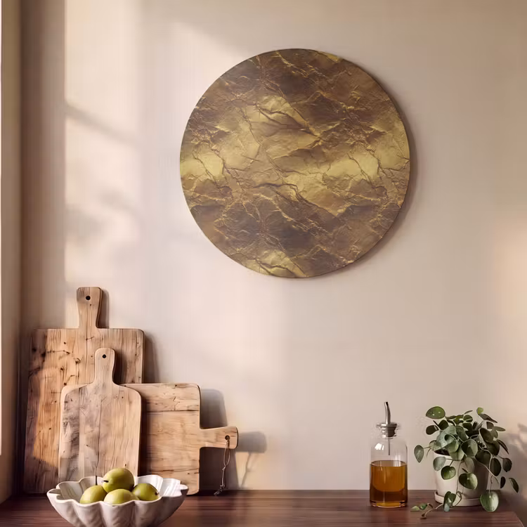 Akoestisch schilderij rond - Bladgoud - Textuur - Goud — 4