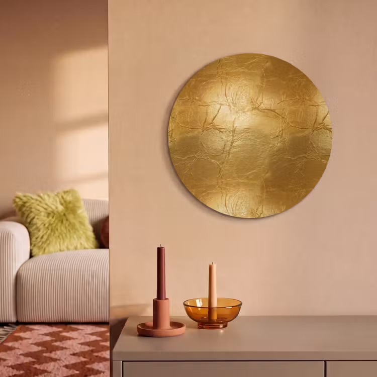 Akoestisch schilderij rond - Bladgoud - Vintage - Textuur - Warm Goud — 3