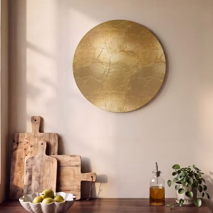 Akoestisch schilderij rond - Bladgoud - Vintage - Textuur - Warm Goud — 4