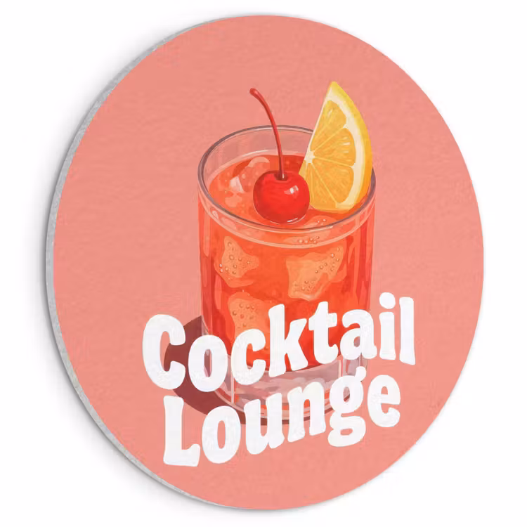 Akoestisch schilderij rond - Cocktail Lounge - Glas - Koraal — 1