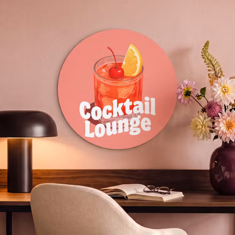 Akoestisch schilderij rond - Cocktail Lounge - Glas - Koraal — 2