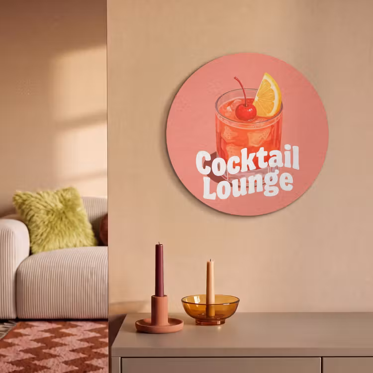 Akoestisch schilderij rond - Cocktail Lounge - Glas - Koraal — 3