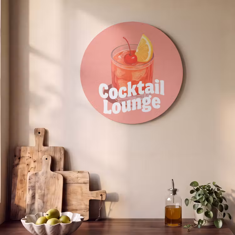 Akoestisch schilderij rond - Cocktail Lounge - Glas - Koraal — 4
