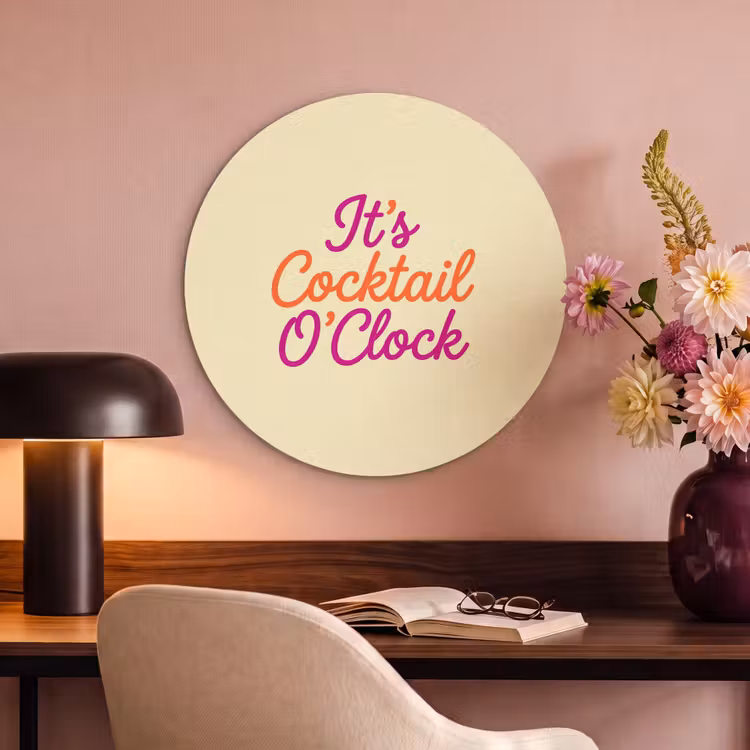 Akoestisch schilderij rond - Cocktail O'Clock - Geel - Retro — 2