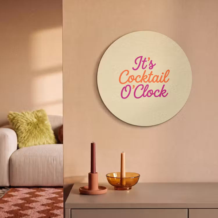 Akoestisch schilderij rond - Cocktail O'Clock - Geel - Retro — 3