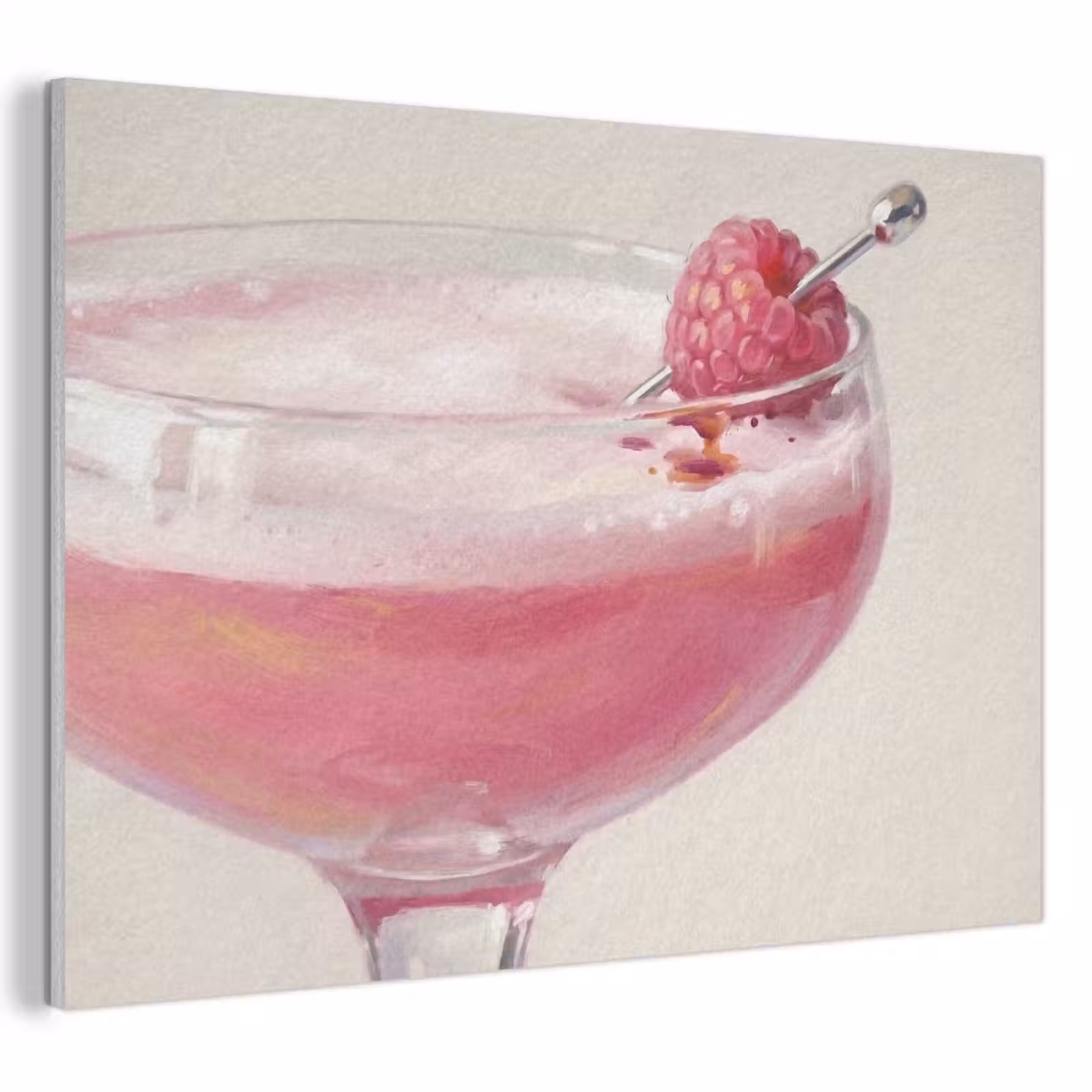 Akoestisch schilderij - Cocktail - Framboos - Drank - Modern - Roze — 1