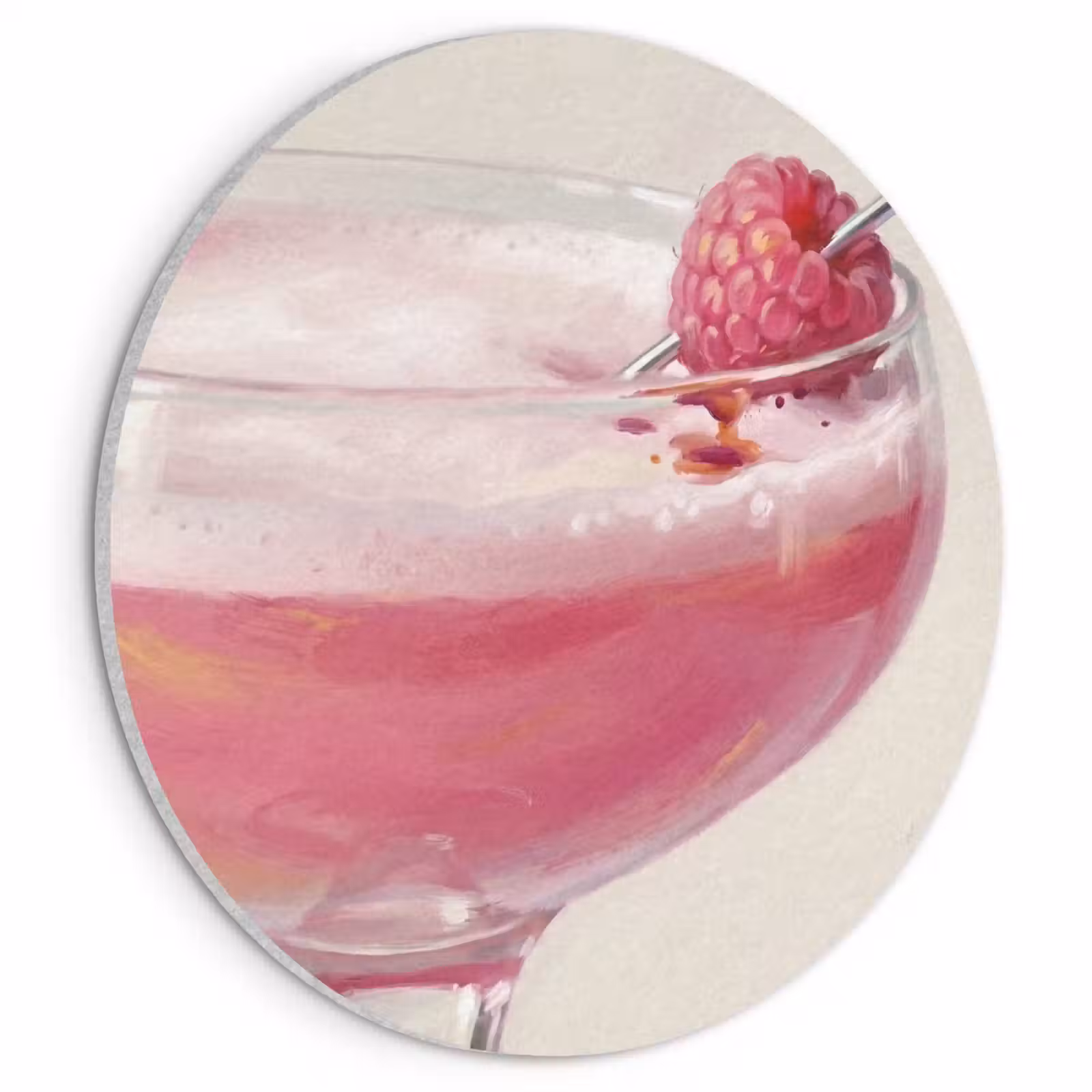 Akoestisch schilderij rond - Cocktail - Framboos - Drank - Modern - Roze — 1
