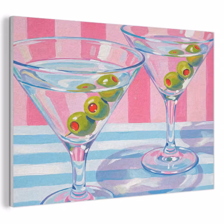 Akoestisch schilderij - Cocktail - Olijven - Kunst - Modern - Roze — 1