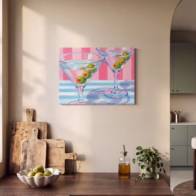 Akoestisch schilderij - Cocktail - Olijven - Kunst - Modern - Roze — 3