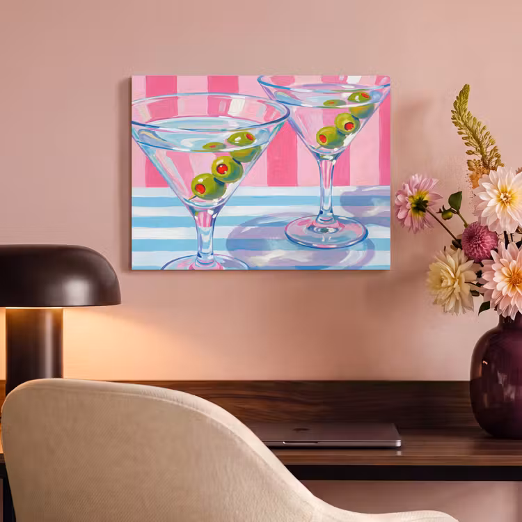 Akoestisch schilderij - Cocktail - Olijven - Kunst - Modern - Roze — 4