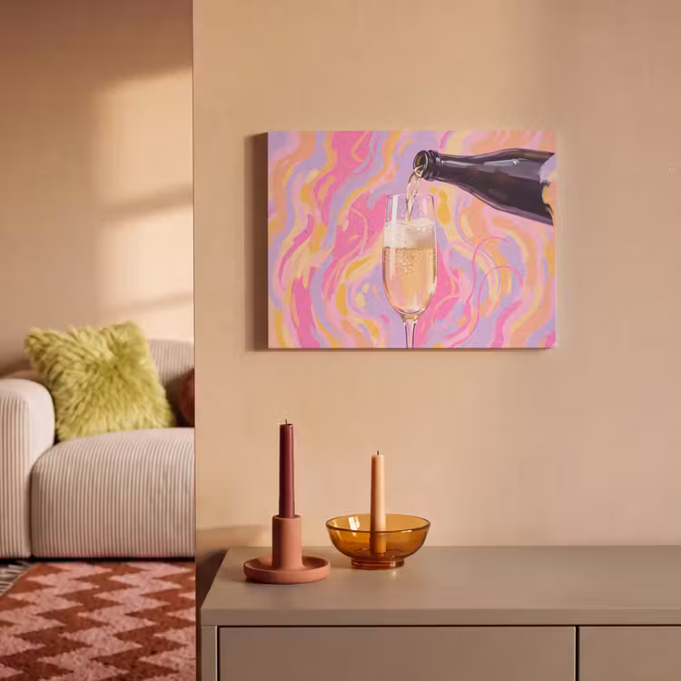 Akoestisch schilderij - Drank - Inschenken - Feest - Abstract - Roze — 2